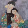 Mother's Spring - Vietnamese Lacquer Painting by Artist Dang Hien