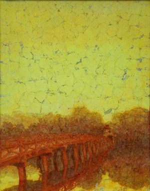 Autumn on the Lake Surface III - Lacquer Painting by Artist Hoang Hoan