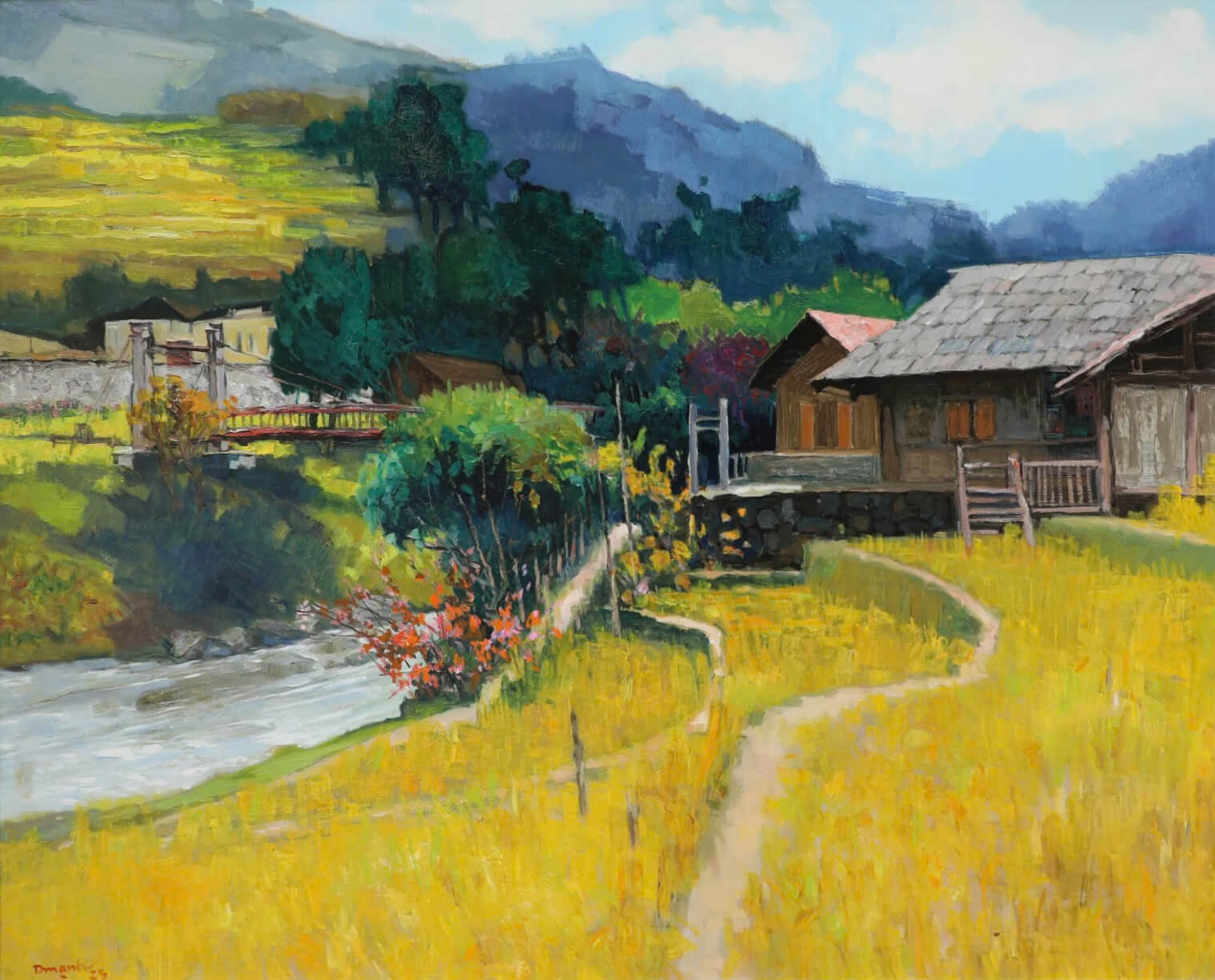 Harvest Season - Lacquer Painting by Artist Lam Duc Manh
