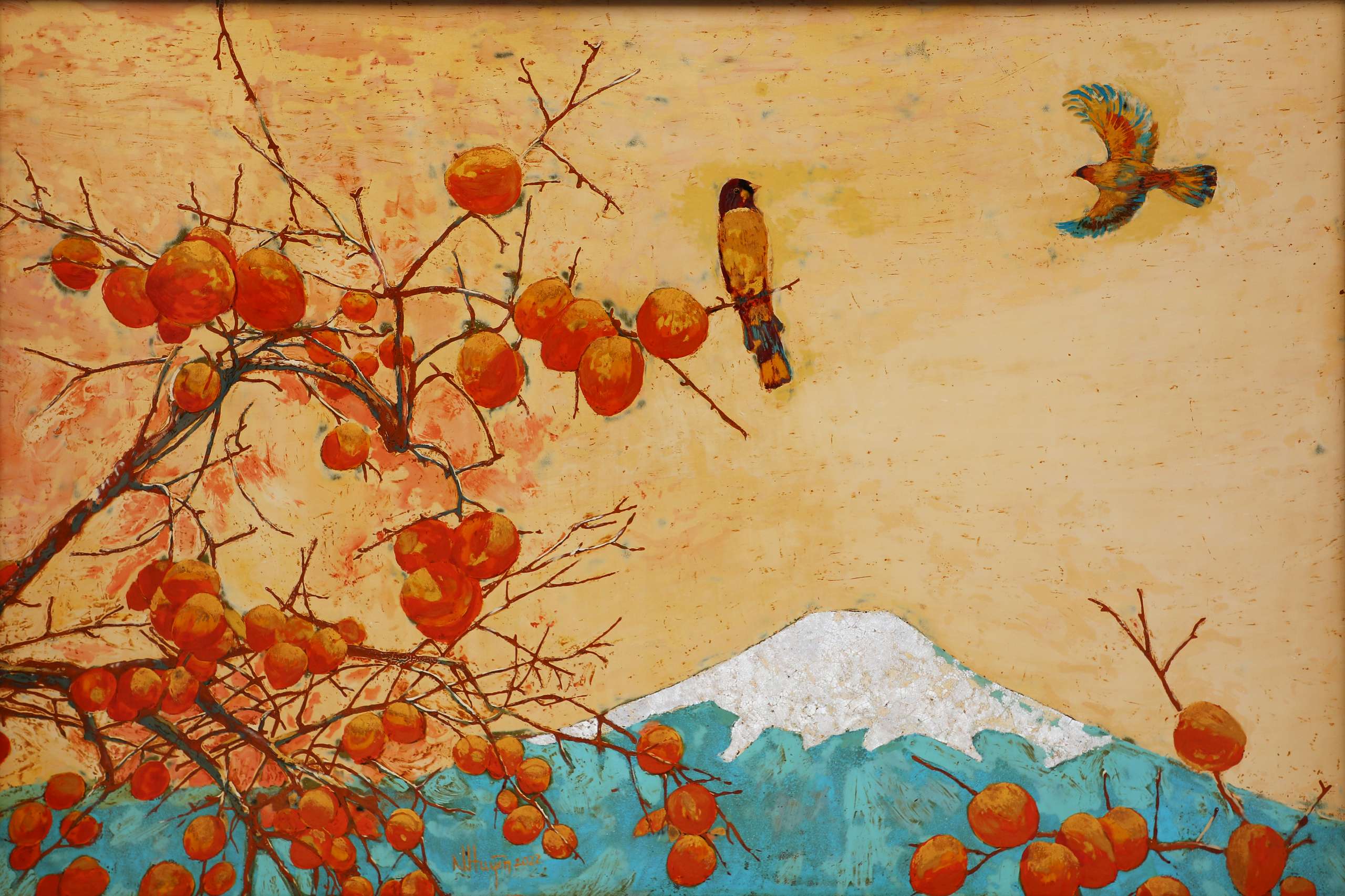 The Ripening Season - Vietnamese Lacquer Painting by Artist Luong Huyen