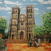 Nha Chung Street Vietnamese Lacquer painting by artist Nguyen Van Nghia