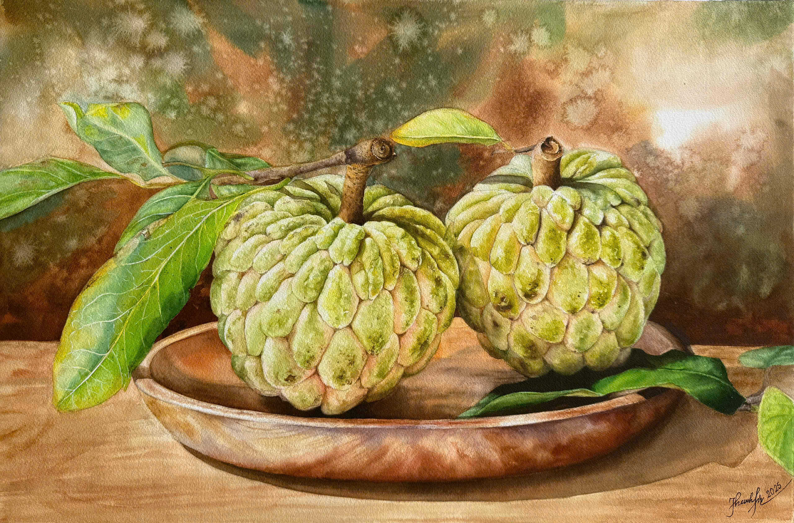 Custard Apple - Watercolor Painting By Artist Thanh Ha