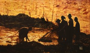 Late Sunlight - Vietnamese Lacquer Painting by Artist Le Khanh Hieu
