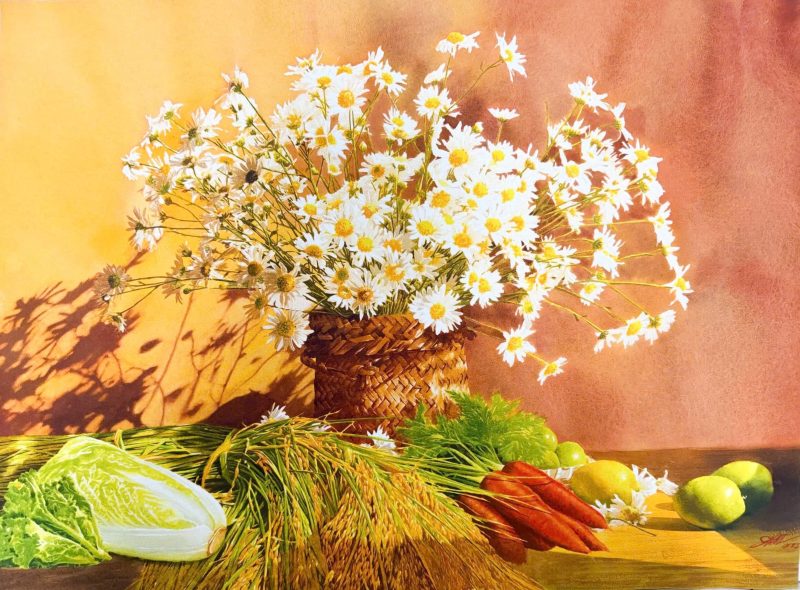 Autumn Sunlight - Watercolour Painting By Artist Nguyen Dinh Lam