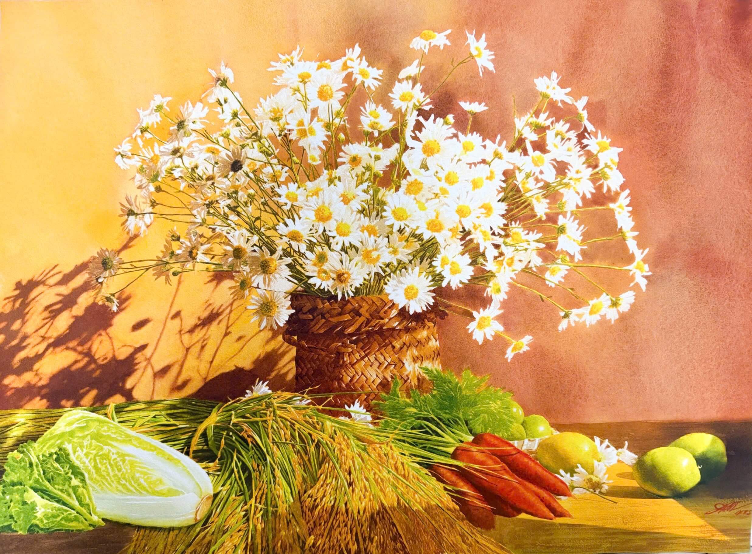 Autumn Sunlight - Watercolour Painting By Artist Nguyen Dinh Lam