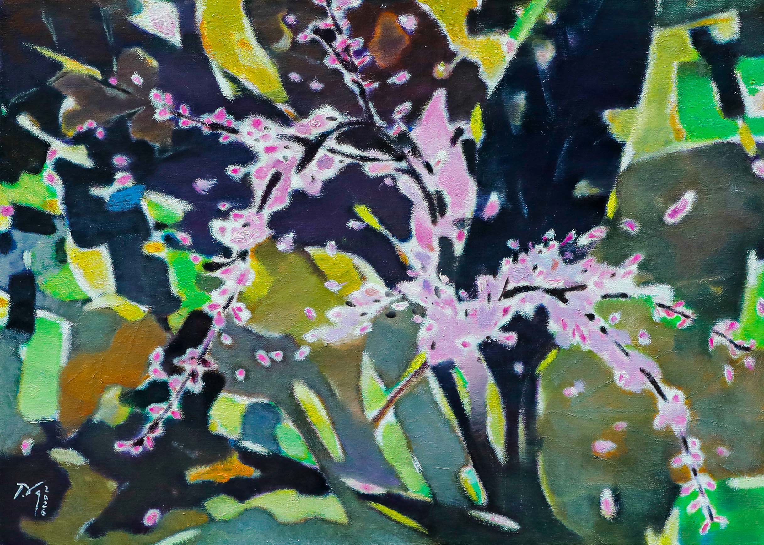 Sunlight in the Garden - Vietnamese Oil Painting by Artist Dang Vu Ha