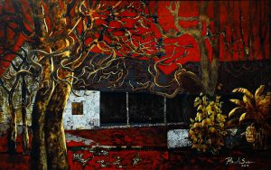 Rustic Essence - Vietnamese Lacquer Painting by Artist Nguyen Binh Son