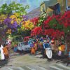 City a Happy Day - Acrylic Painting by Artist Vu Manh Tan