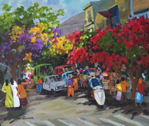 City a Happy Day - Acrylic Painting by Artist Vu Manh Tan