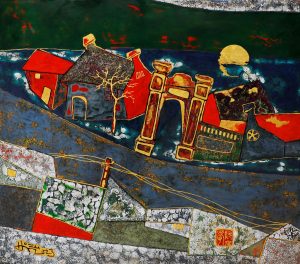 Tilt - Vietnamese Lacquer Painting by Artist Sy Hieu