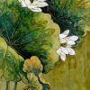 The Five Lotus Blossoms III - Vietnamese Lacquer Painting by Artist Do Khai