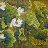 The Five Lotus Blossoms VII - Vietnamese Lacquer Painting by Artist Do Khai