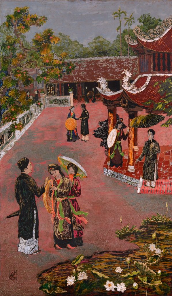 Endless Farewell - Vietnamese Lacquer Painting by Artist Le Khanh Hieu