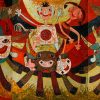 The Buffalo Boys IV - Vietnamese Lacquer Painting by Artist Ngo Ba Cong