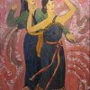 Women's Dance - Vietnamese Lacquer Painting by Artist Le Khanh Hieu