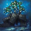 Night of Blue Moon - Vietnamese Oil Painting by Artist Dau Quang Anh