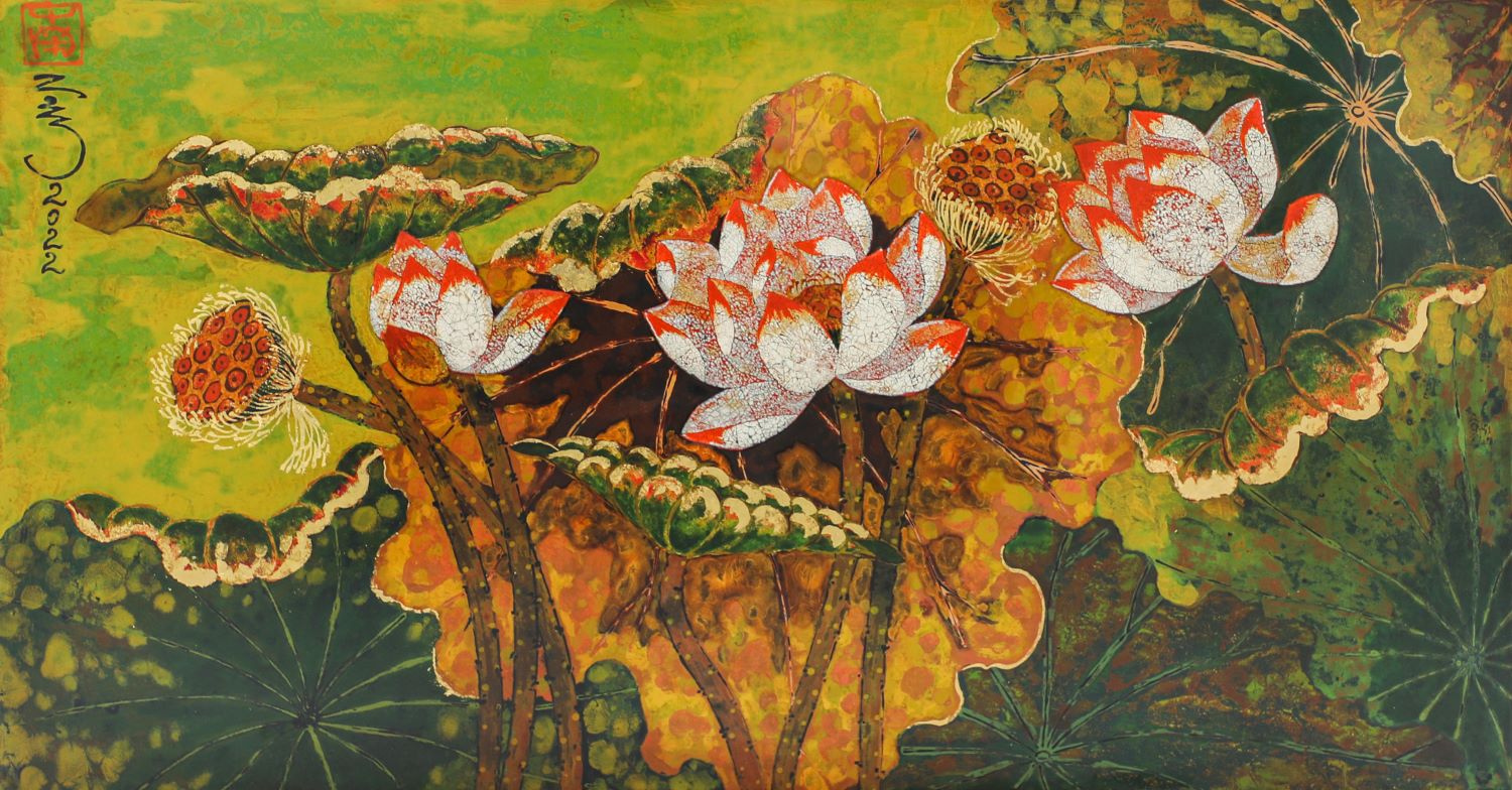 Noble II - Vietnamese Lacquer Painting by Artist Tran Thieu Nam 1