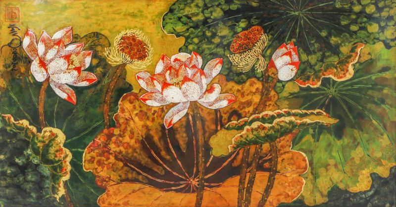 Noble III - Vietnamese Lacquer Painting by Artist Tran Thieu Nam
