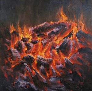 Ardent Flame V - Vietnamese Oil Painting by Artist Lam Xung