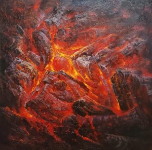 Ardent Flame VI - Vietnamese Oil Painting by Artist Lam Xung