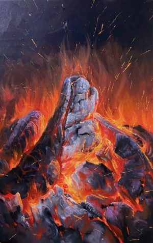 Ardent Flame VII - Vietnamese Oil Painting by Artist Lam Xung