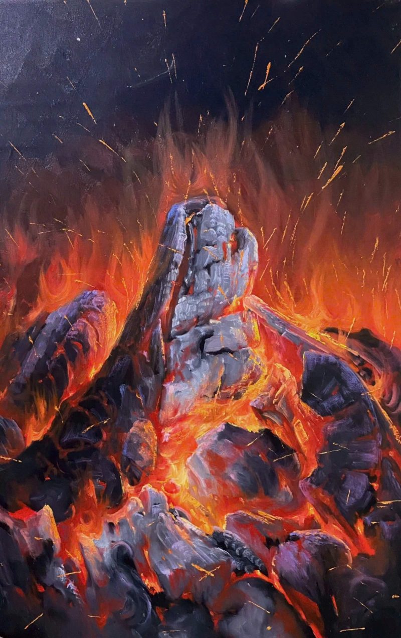 Ardent Flame VII - Vietnamese Oil Painting by Artist Lam Xung