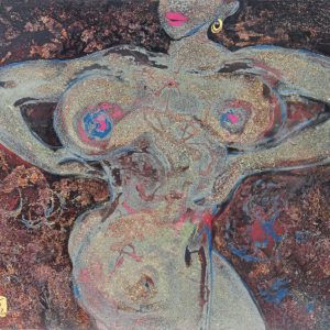 Nude I - Vietnamese Lacquer Painting on Wood by Artist Trieu Khac Tien