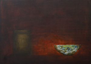 Old Bowl 34 - Vietnamese Lacquer Painting by Artist Nguyen Tuan Cuong