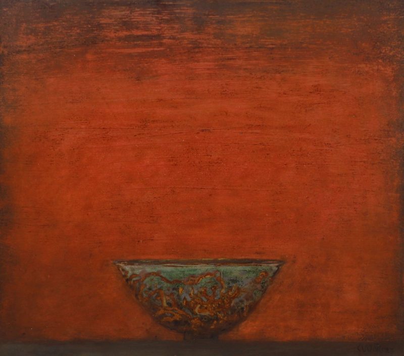 Old Bowl 36 - Vietnamese Lacquer Painting by Artist Nguyen Tuan Cuong