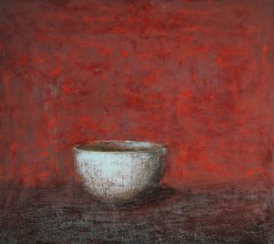 Old Bowl 42 - Vietnamese Lacquer Painting by Artist Nguyen Tuan Cuong