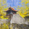 One Pillar Pagoda II - Vietnamese Oil Paintings by Artist Pham Hoang Minh