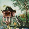 One Pillar Pagoda - Vietnamese Lacquer Painting by Artist Le Khanh Hieu