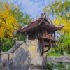 One Pillar Pagoda - Vietnamese Oil Painting by artist Pham Hoang Minh