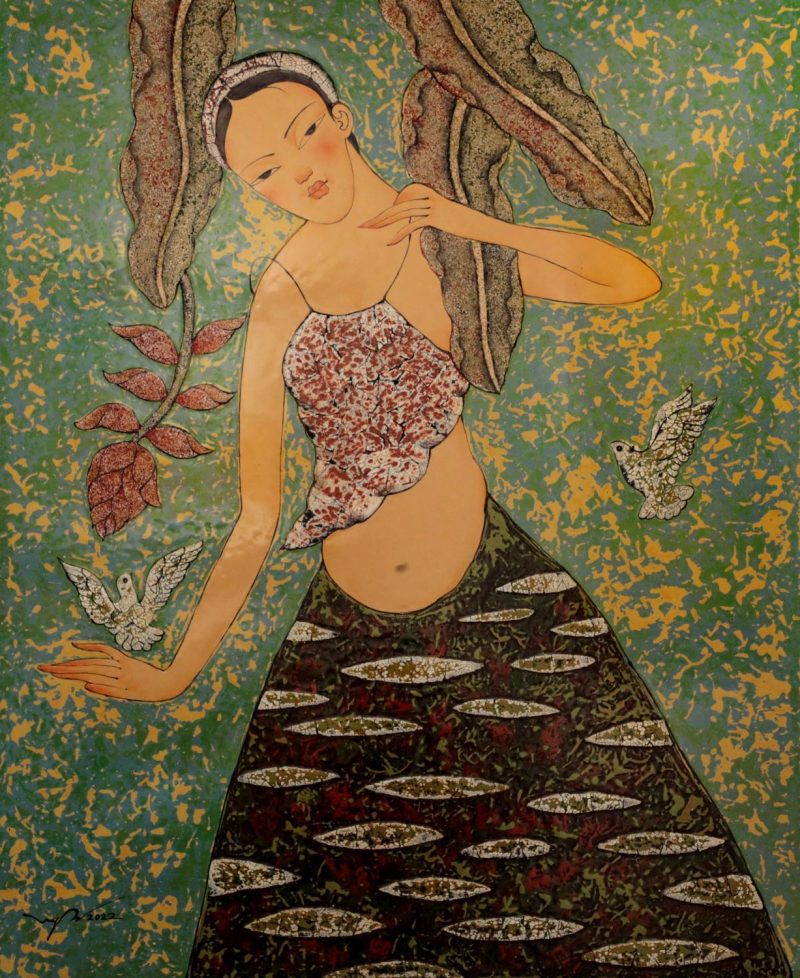Past Curve XVIII - Vietnamese Lacquer Painting by Artist Nguyen Duc Huy