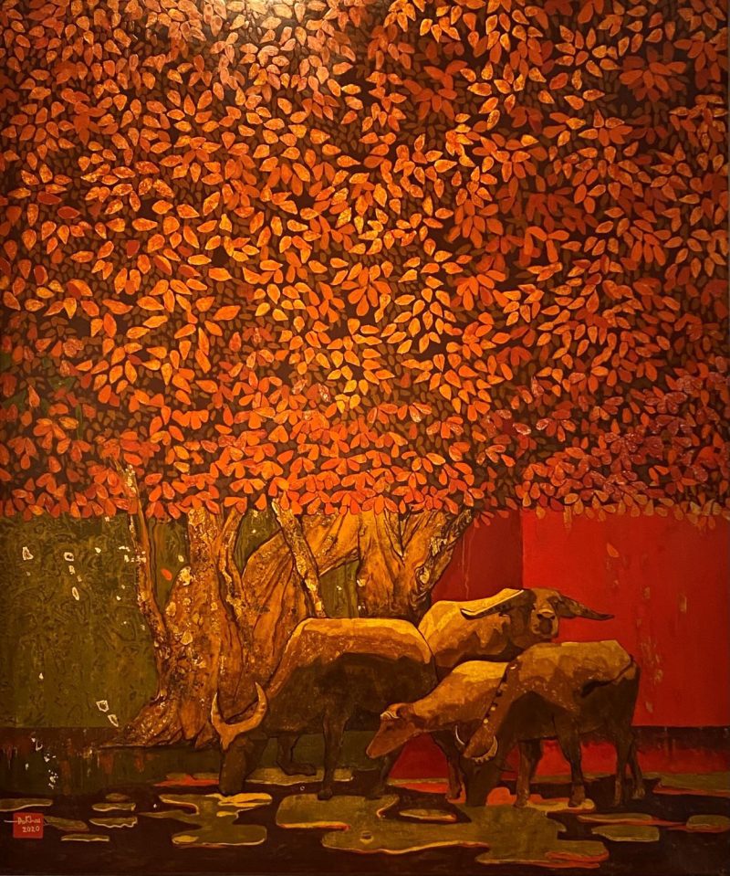 Peace I - Vietnamese Lacquer Painting by Artist Do Khai