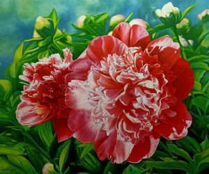 Peony I flower painting by artist Duy Quyen