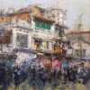 Cau Go Street II Vietnamese Acrylic Paintings by Artist Pham Hoang Minh