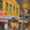 Night Street II Watercolor Painting By Artist Duc Tien