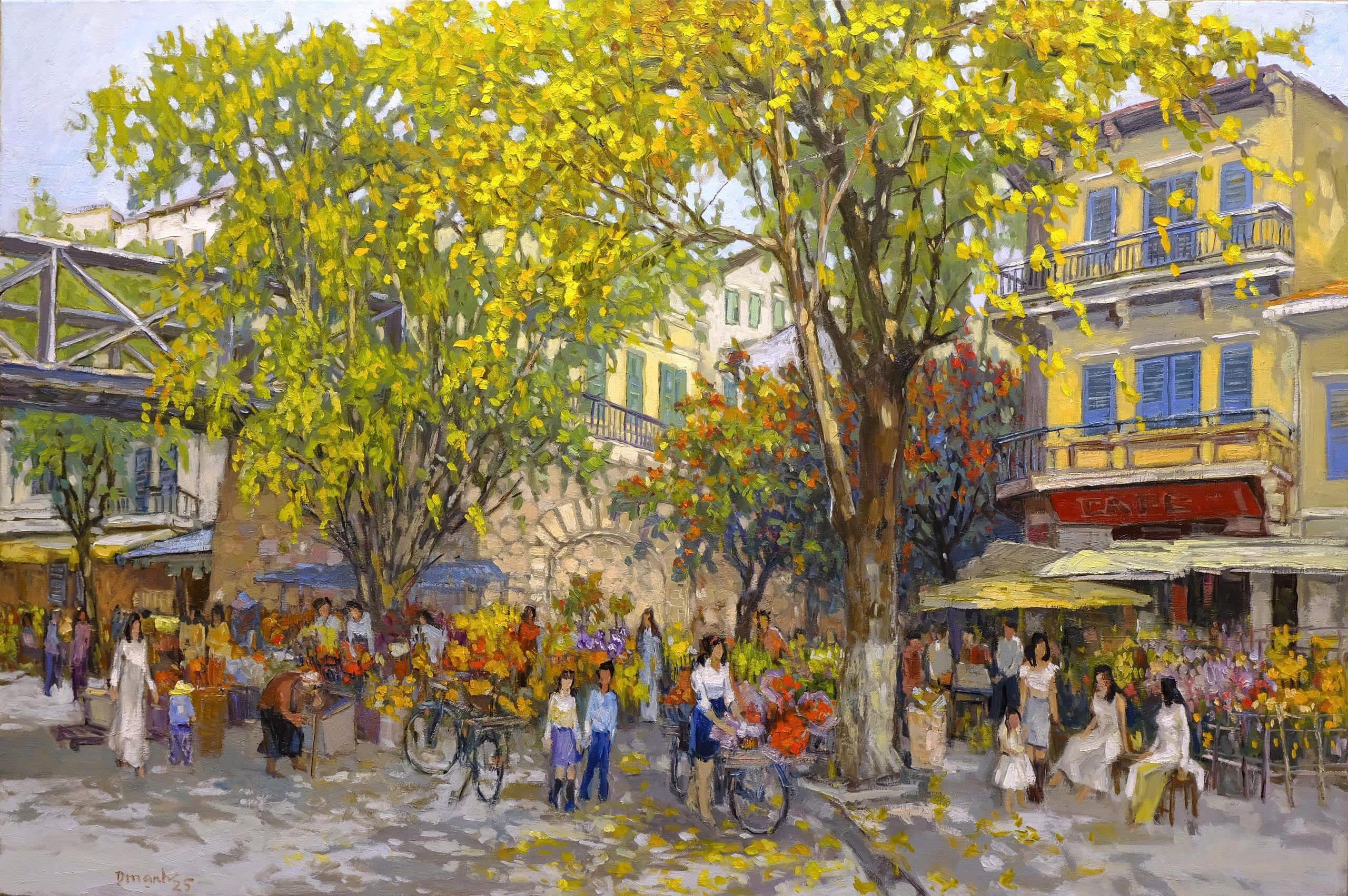 Phung Hung Street - Lacquer Painting by Artist Lam Duc Manh