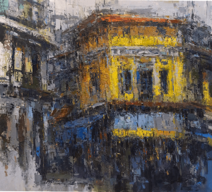 Street of Lantern Lights - Vietnamese Oil Painting by Artist Pham Hoang Minh