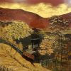 Highland Landscape - Vietnamese Lacquer Painting by Artist Trinh Que Anh