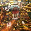 Temple of Literature Landscape - Vietnamese Lacquer Painting by Artist Ngo Ba Cong