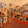 Time - honored Hanoi Streets - Vietnamese Lacquer Painting by Artist Le Khanh Hieu