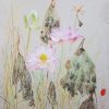 Pink Lotus - Vietnamese Watercolor Painting by Artist Nguyen Lam