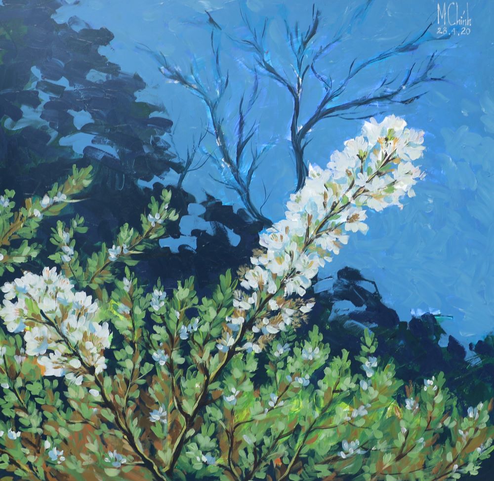 Plum Blossom Season - Vietnamese Oil Painting by Artist Minh Chinh