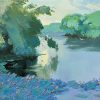 Pond in Autumn VI - Vietnamese Oil Painting by Artist Dang Dinh Ngo