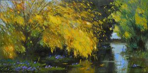 Pond in Autumn - landscape paintings in dang dinh ngo
