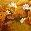 Pond of White Lotuses VI Vietnamese Lacquer Painting by Artist Do Khai