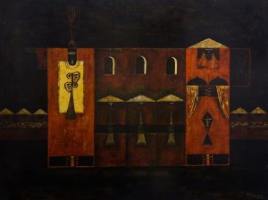 Praying IV - Vietnamese Lacquer Painting by Artist Luong Duy