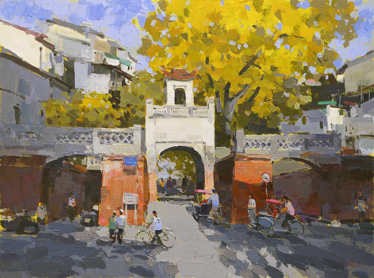 Quan Chuong Gate II - Vietnamese Oil Painting by Artist Pham Hoang Minh